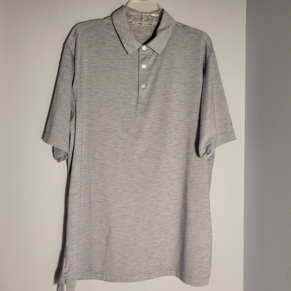 Walter Hagen 11 Majors Golf Polo Gray & White Short Sleeve Shirt Men XL
